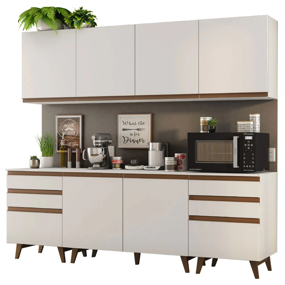 Armário de Cozinha Completa 240cm Branco Reims Madesa 02 - Image 2