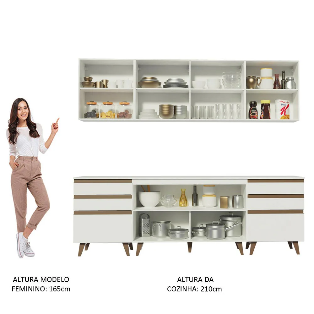 Armário de Cozinha Completa 240cm Branco Reims Madesa 02 - Image 5