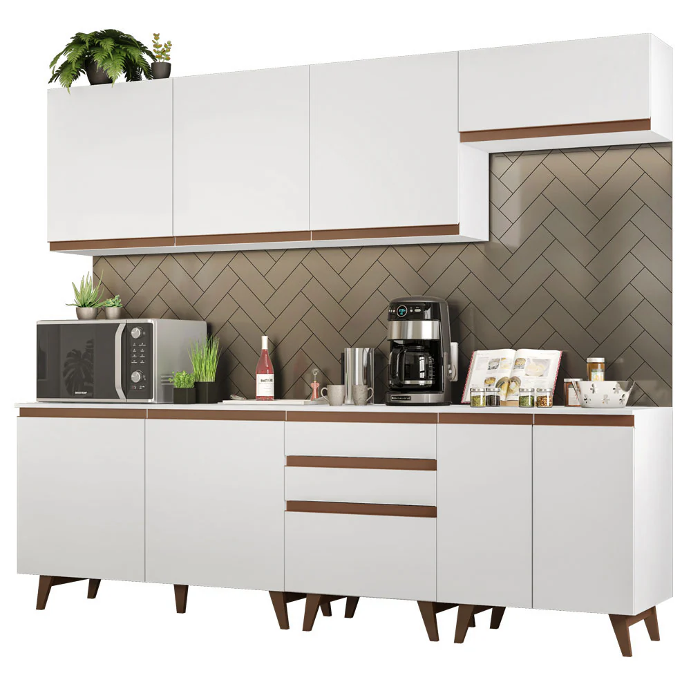 Armário de Cozinha Completa 250cm Branco Reims Madesa 01 - Image 2