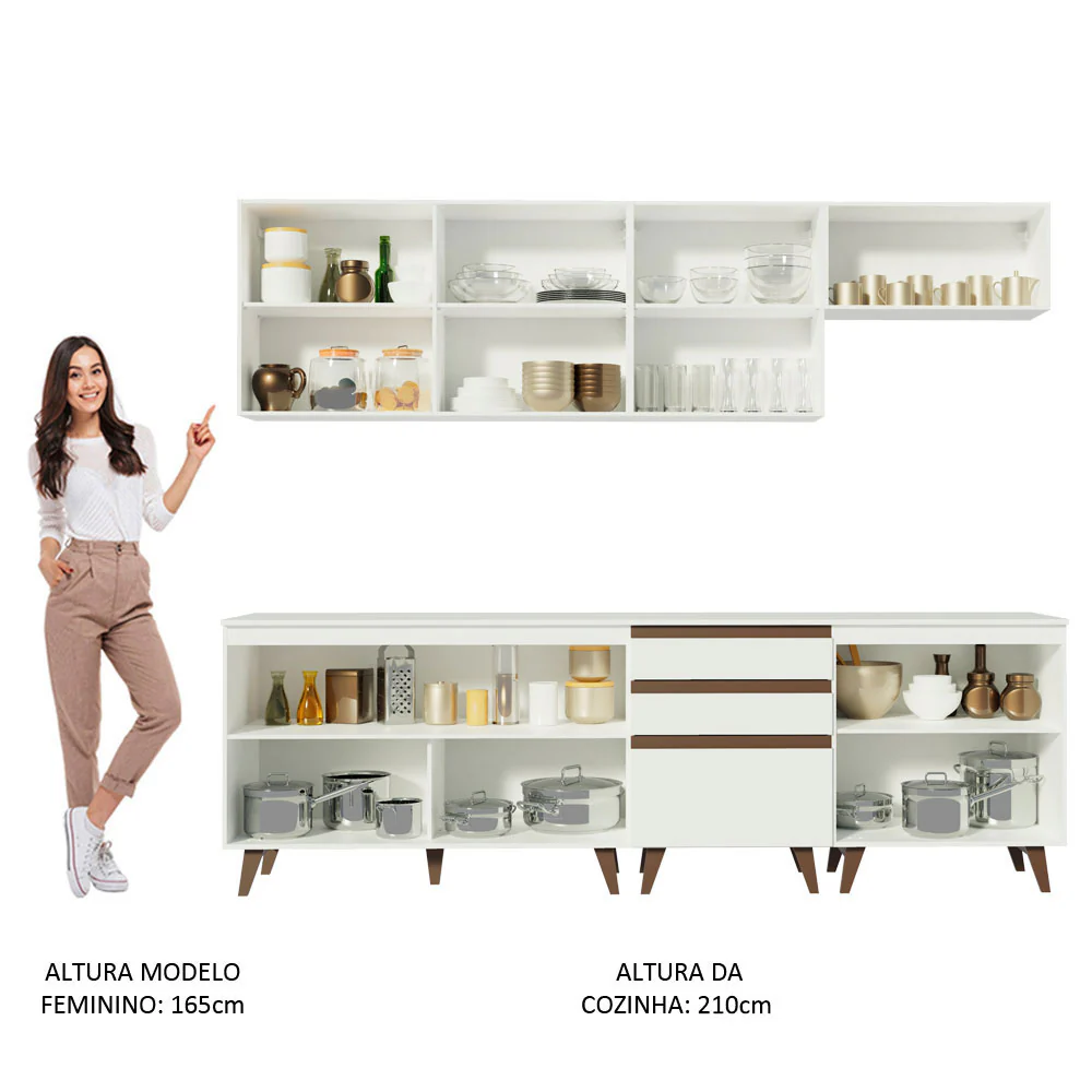 Armário de Cozinha Completa 250cm Branco Reims Madesa 01 - Image 5