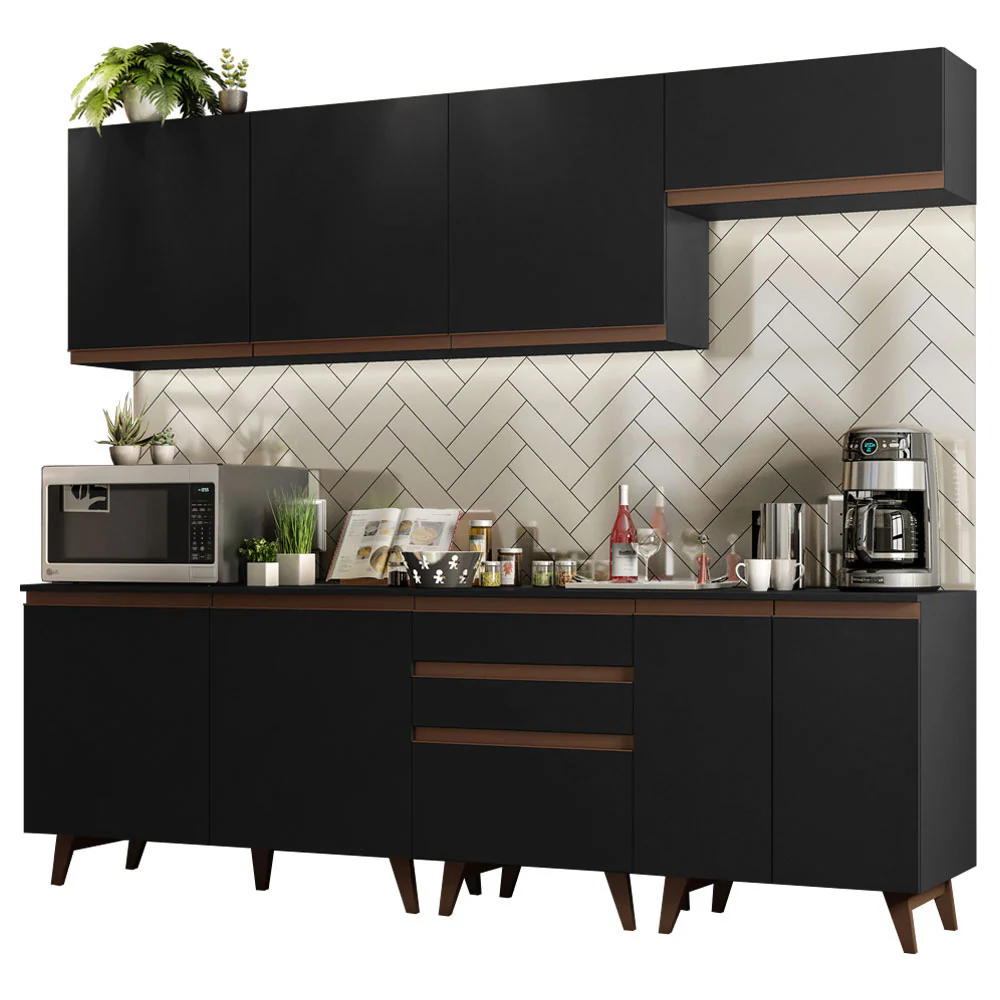 Armário de Cozinha Completa 250cm Preto Reims Madesa 01 - Image 2