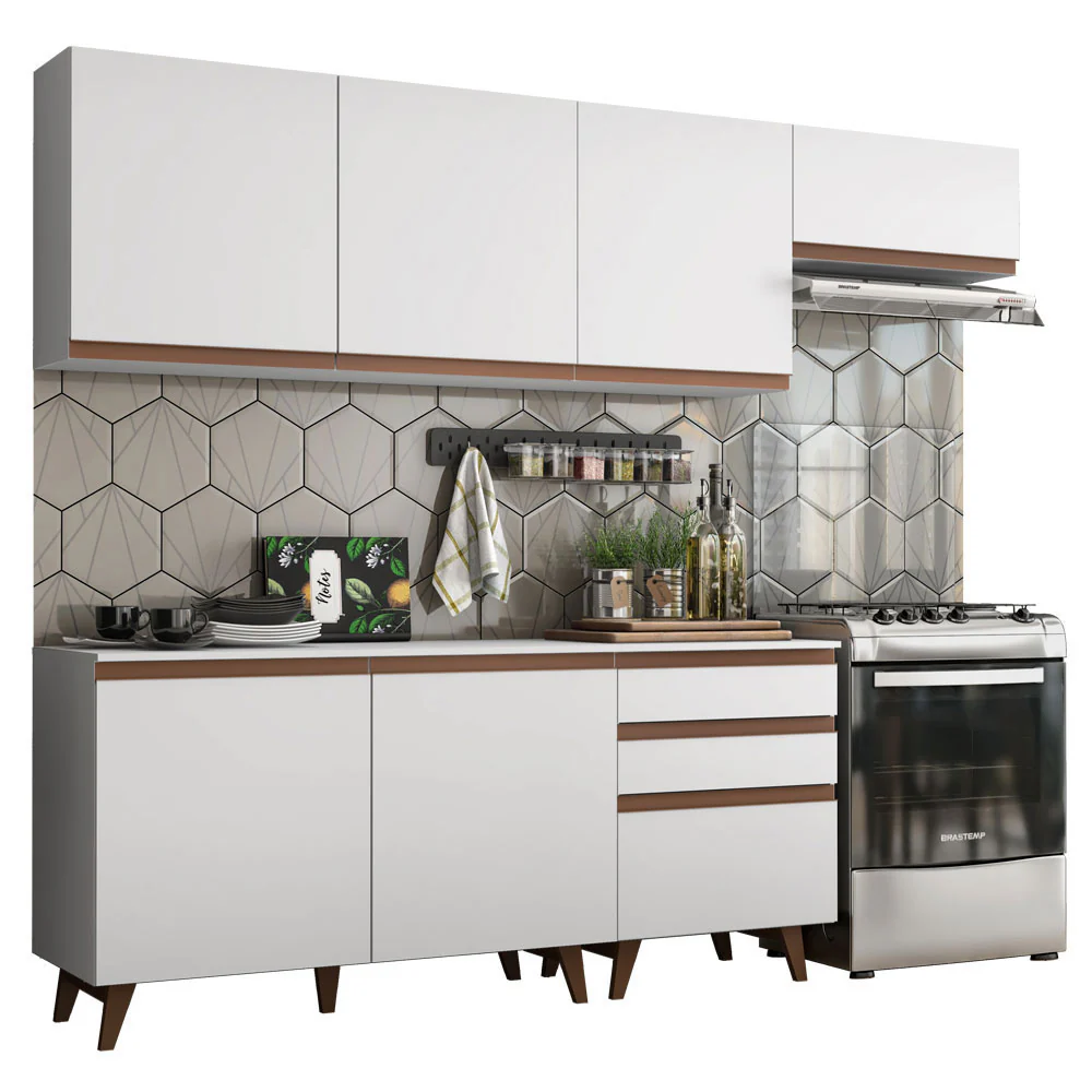 Armário de Cozinha Completa 250cm Branco Reims Madesa 02 - Image 2