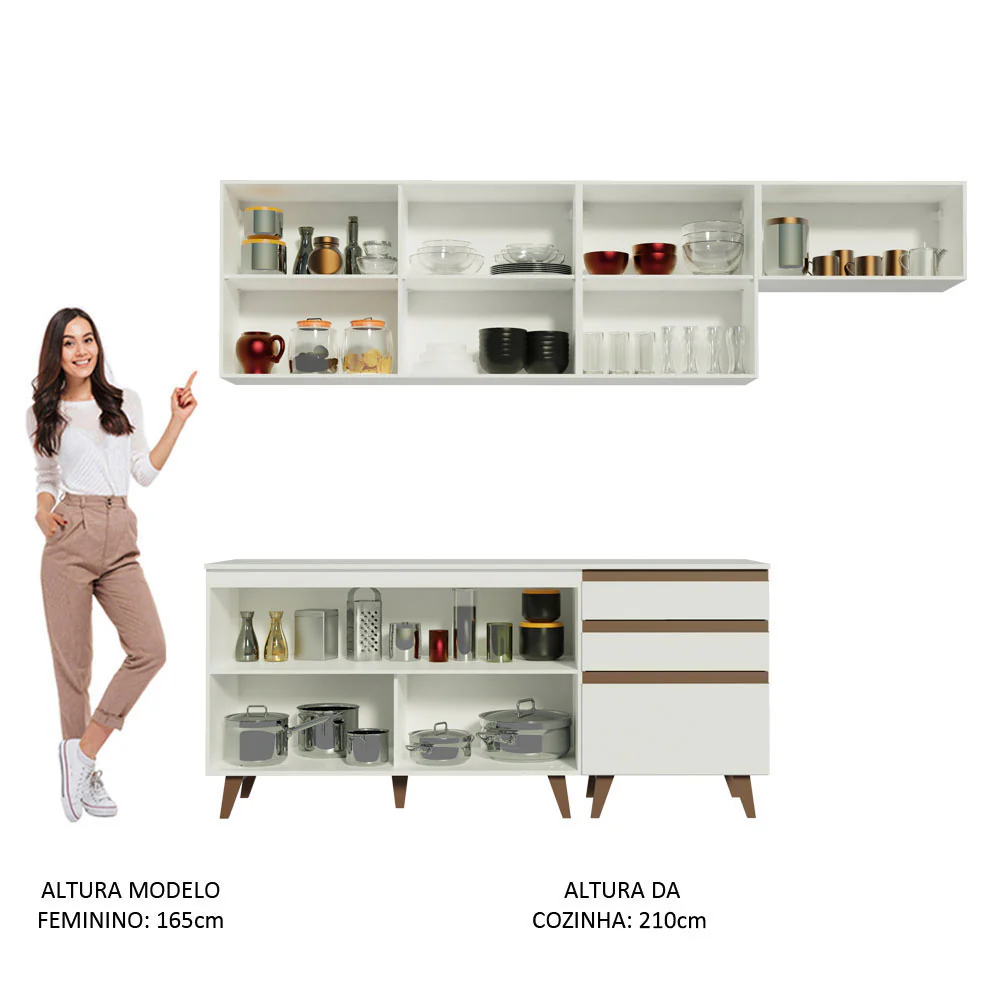 Armário de Cozinha Completa 250cm Branco Reims Madesa 02 - Image 5
