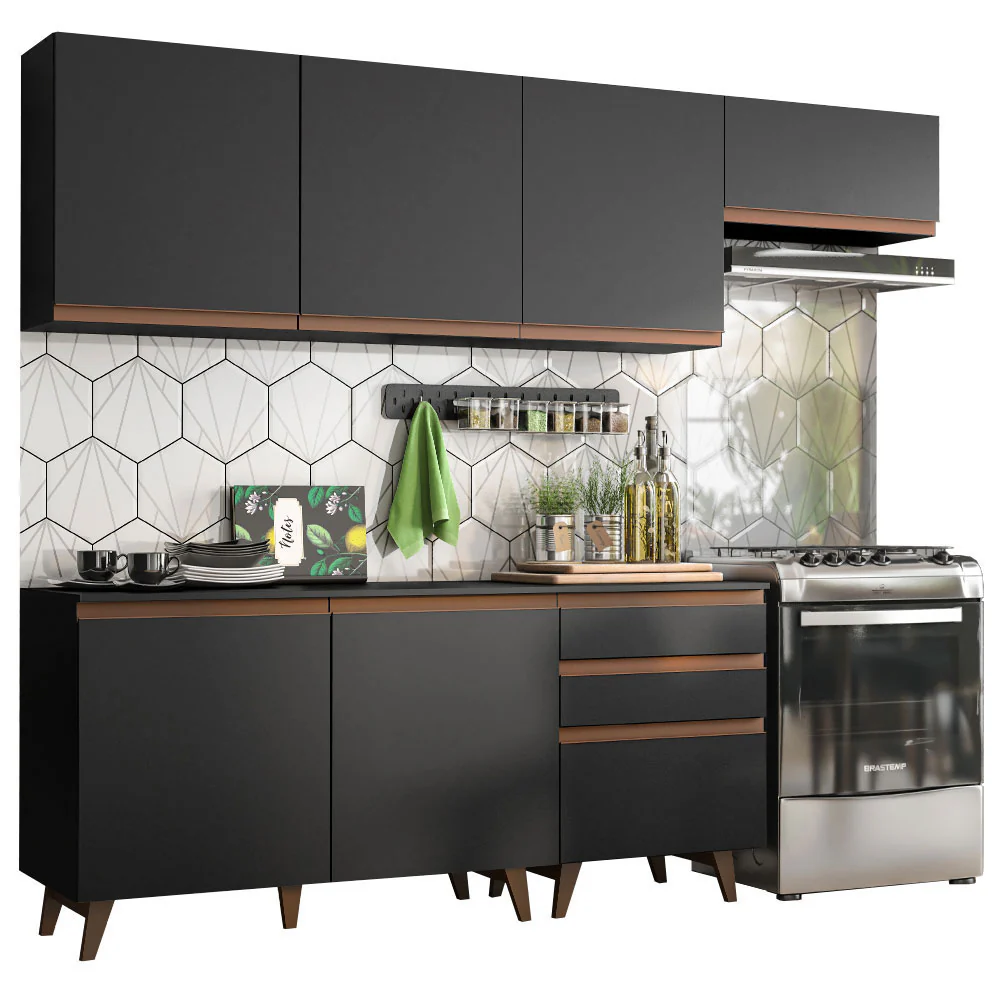 Armário de Cozinha Completa 250cm Preto Reims Madesa 02 - Image 2