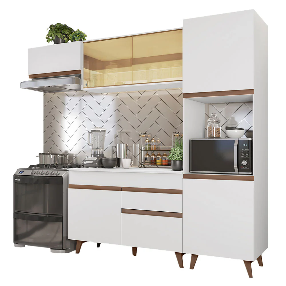 Armário de Cozinha Completa 250cm Branco Reims Madesa 03 - Image 2