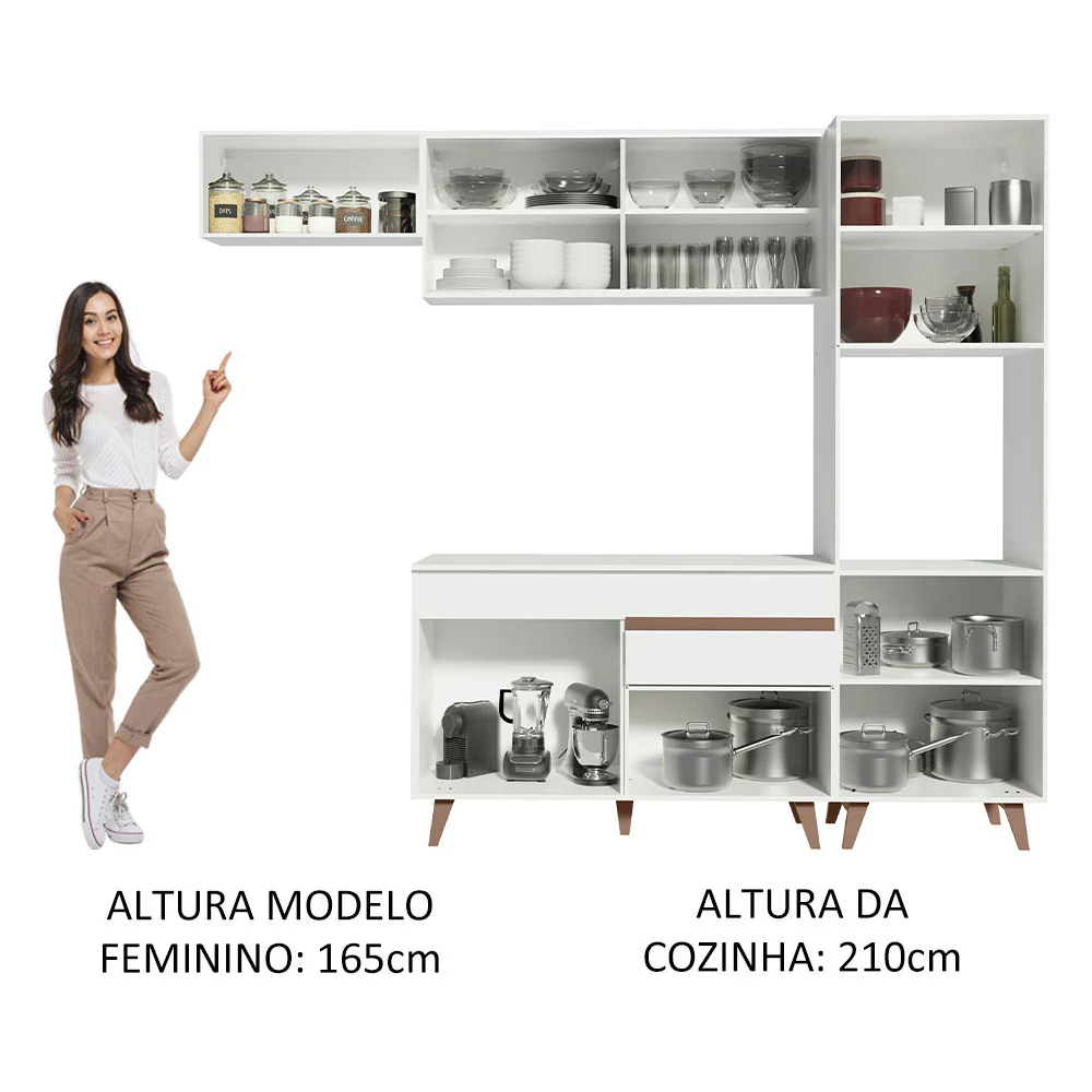 Armário de Cozinha Completa 250cm Branco Reims Madesa 03 - Image 5