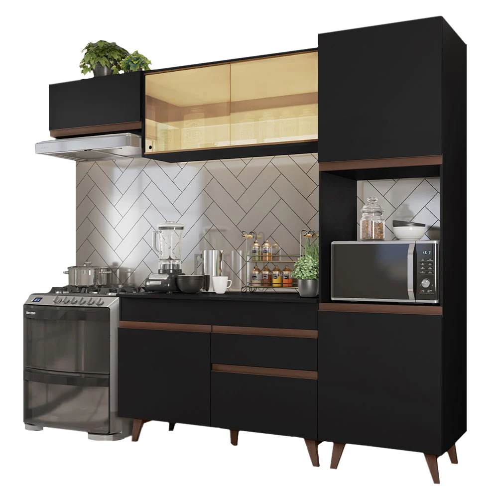 Armário de Cozinha Completa 250cm Preto Reims Madesa 03 - Image 2