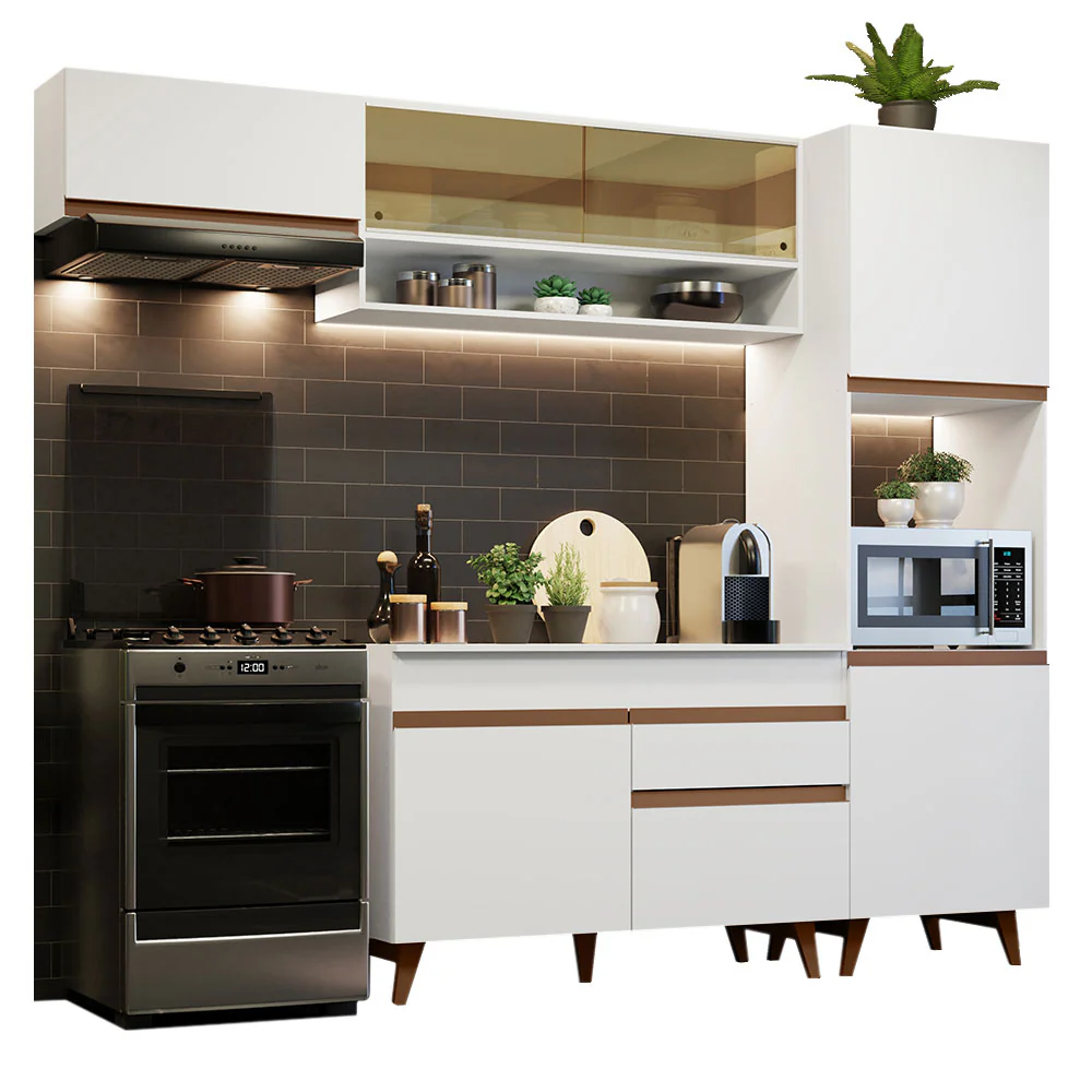 Armário de Cozinha Completa 250cm Branco Reims Madesa 04 - Image 2