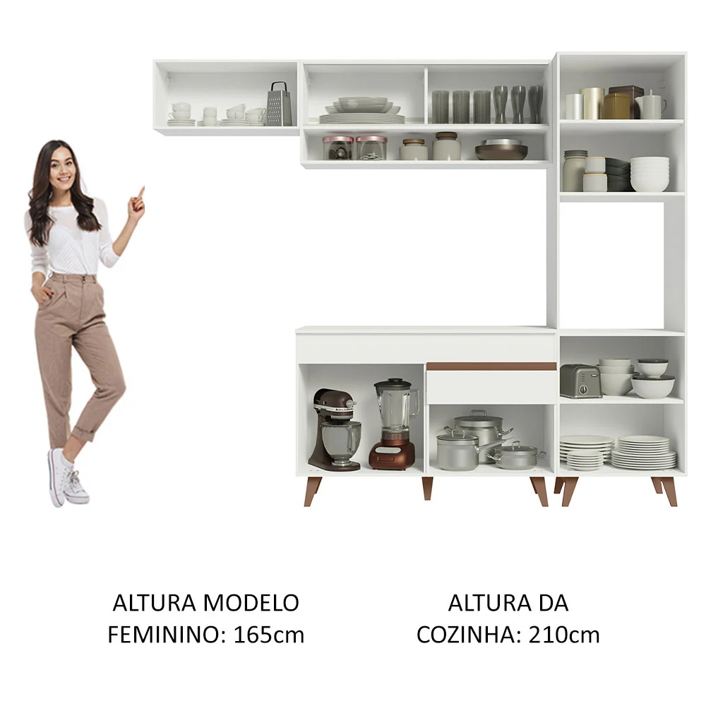 Armário de Cozinha Completa 250cm Branco Reims Madesa 04 - Image 5