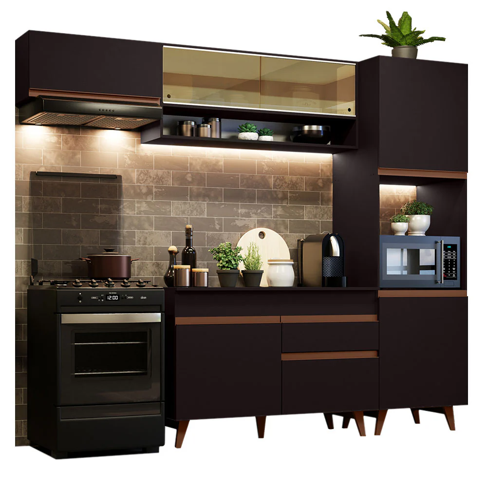 Armário de Cozinha Completa 250cm Preto Reims Madesa 04 - Image 2