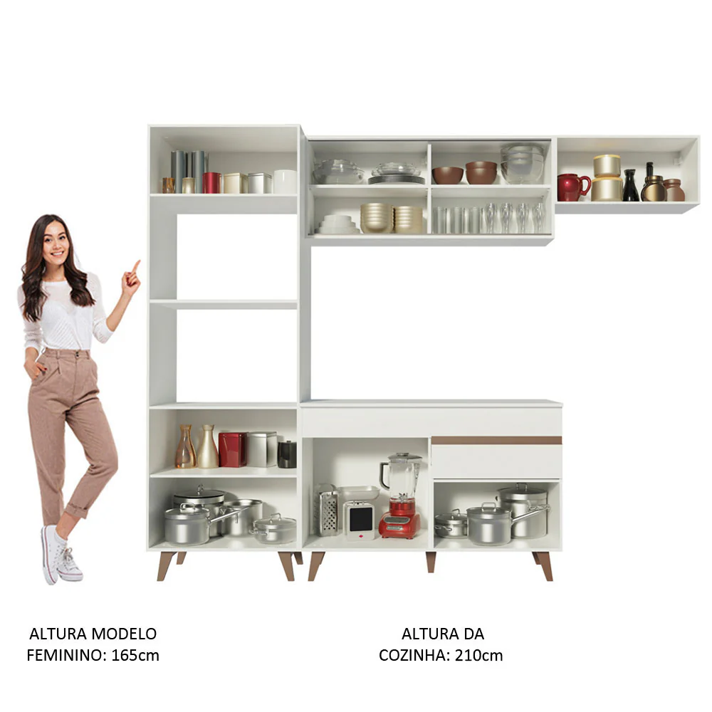 Armário de Cozinha Completa 260cm Branco Reims Madesa 01 - Image 5