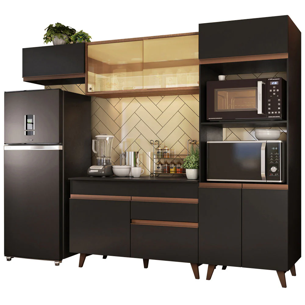 Armário de Cozinha Completa 260cm Preto/Rustic Reims Madesa 01 - Image 2