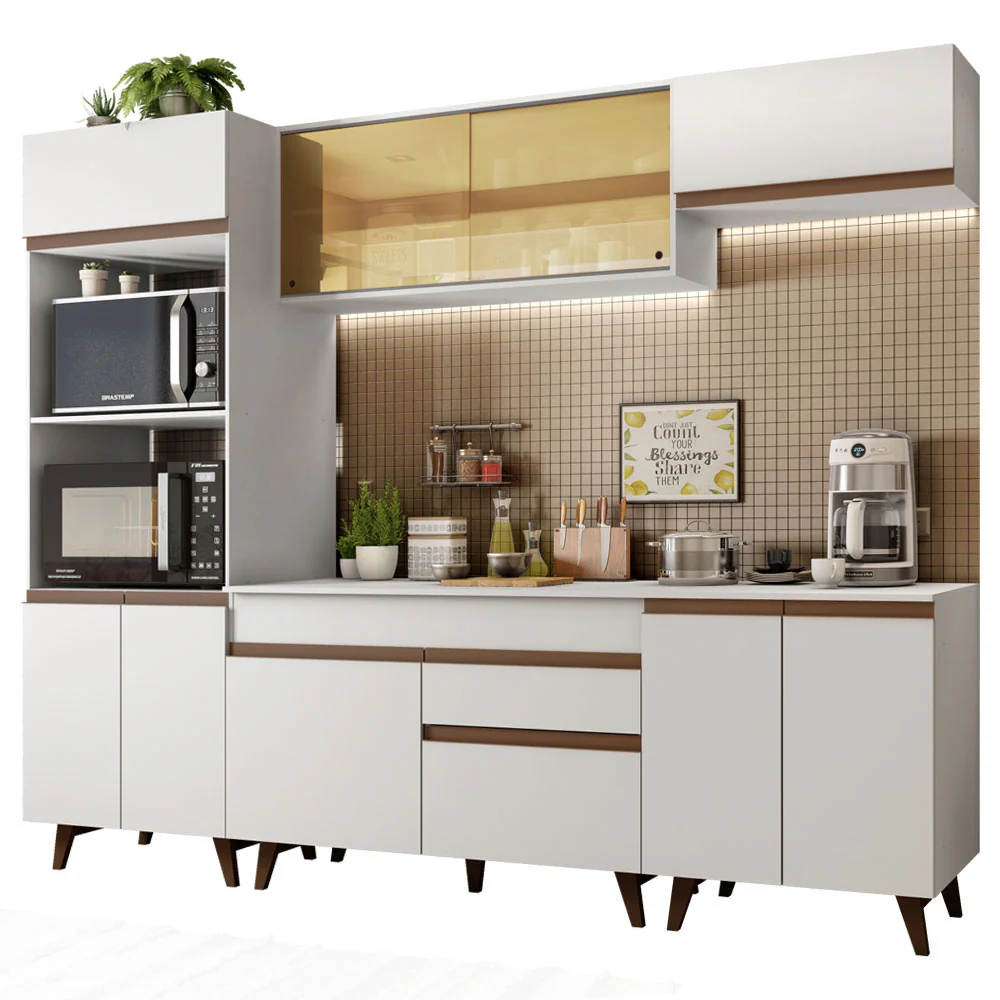 Armário de Cozinha Completa 260cm Branco Reims Madesa 02 - Image 2