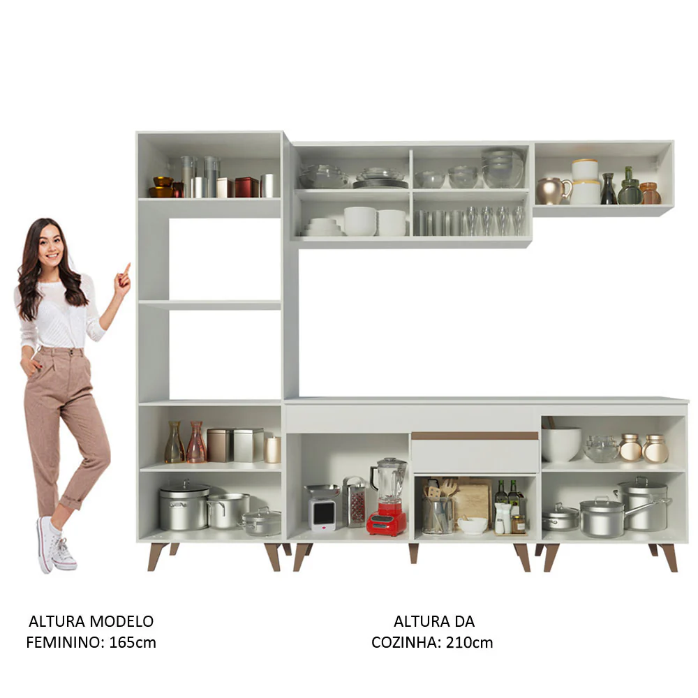 Armário de Cozinha Completa 260cm Branco Reims Madesa 02 - Image 5