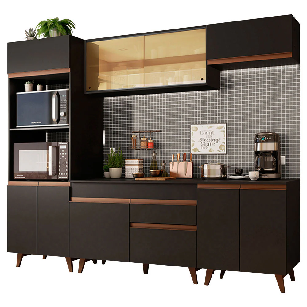 Armário de Cozinha Completa 260cm Preto Reims Madesa 02 - Image 2