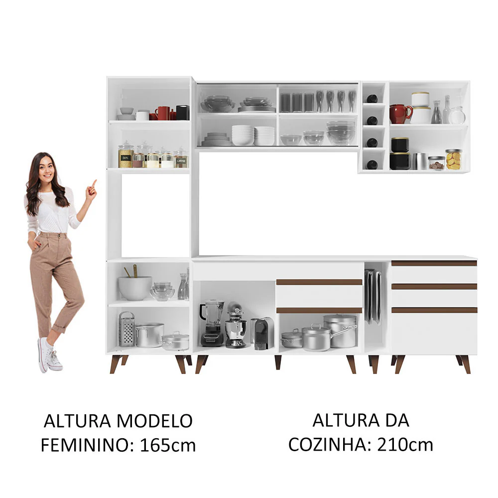 Armário de Cozinha Completa 260cm Branco Reims Madesa 04 - Image 5