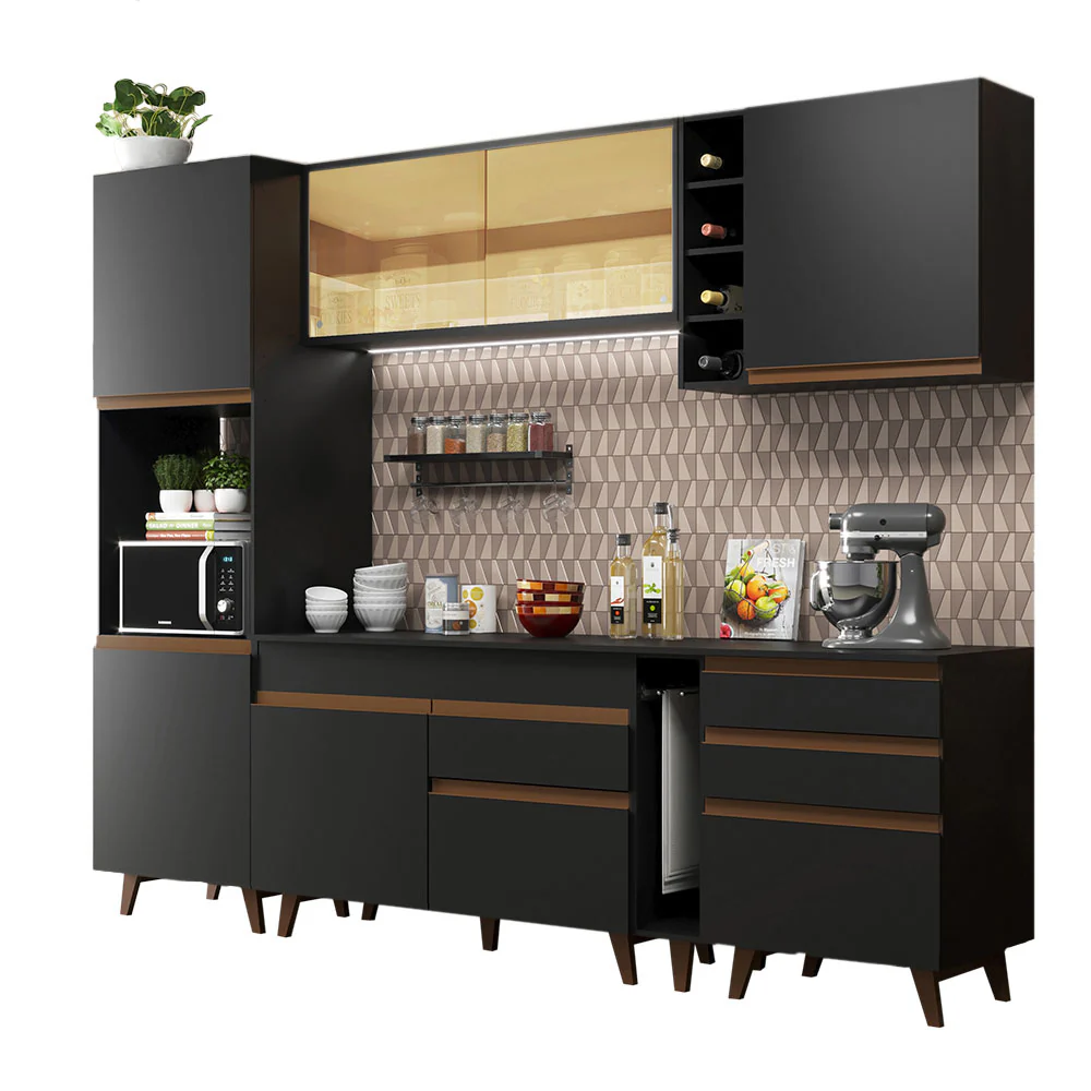 Armário de Cozinha Completa 260cm Preto Reims Madesa 04 - Image 2
