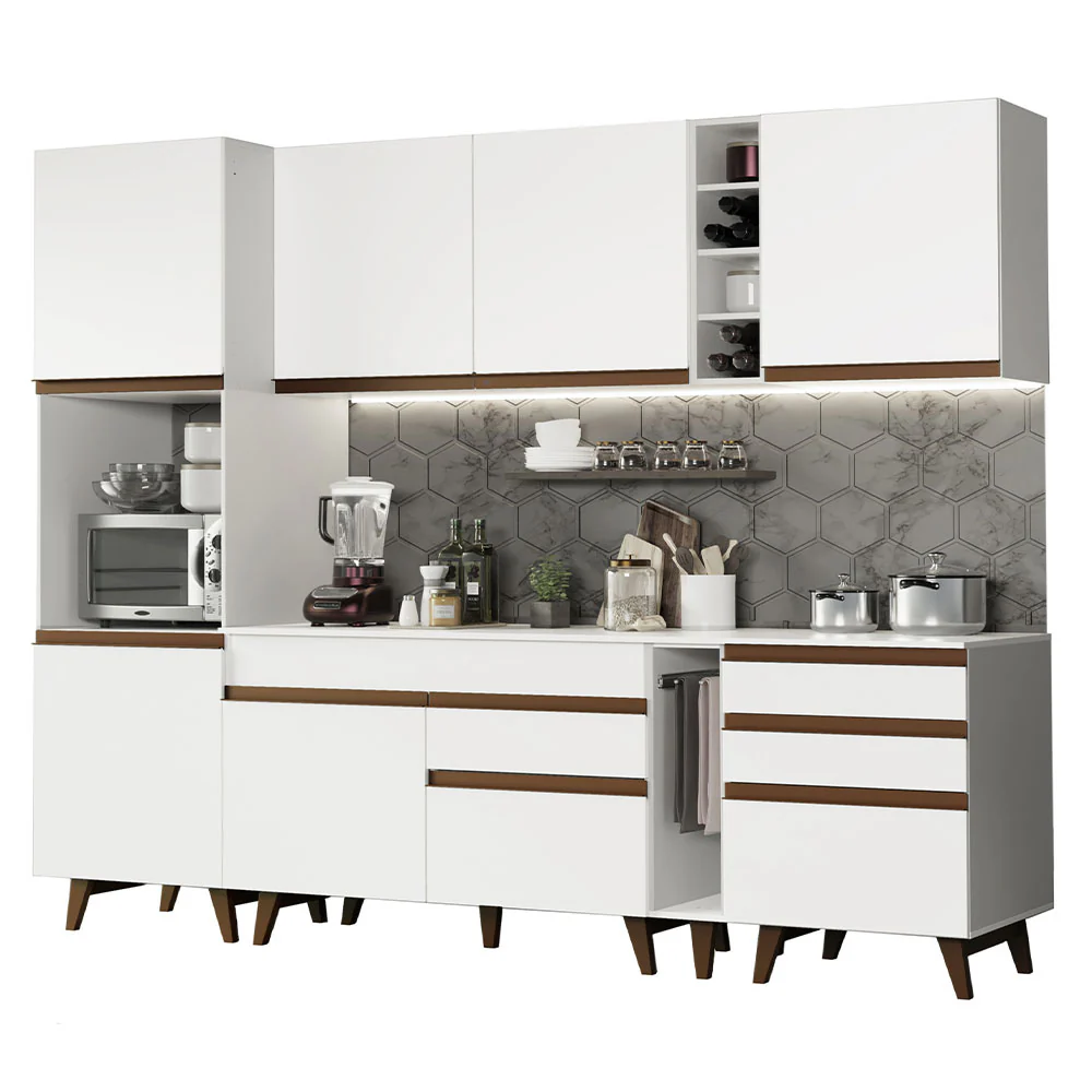 Armário de Cozinha Completa 260cm Branco Reims Madesa 05 - Image 2