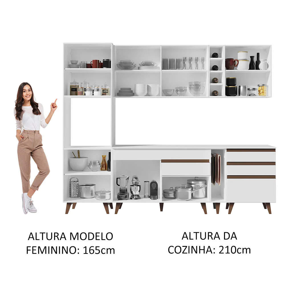 Armário de Cozinha Completa 260cm Branco Reims Madesa 05 - Image 5