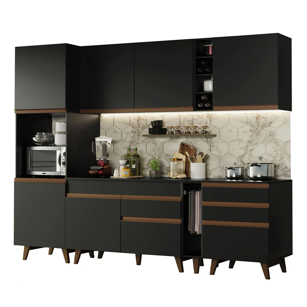 Armário de Cozinha Completa 260cm Preto Reims Madesa 05 - Image 2