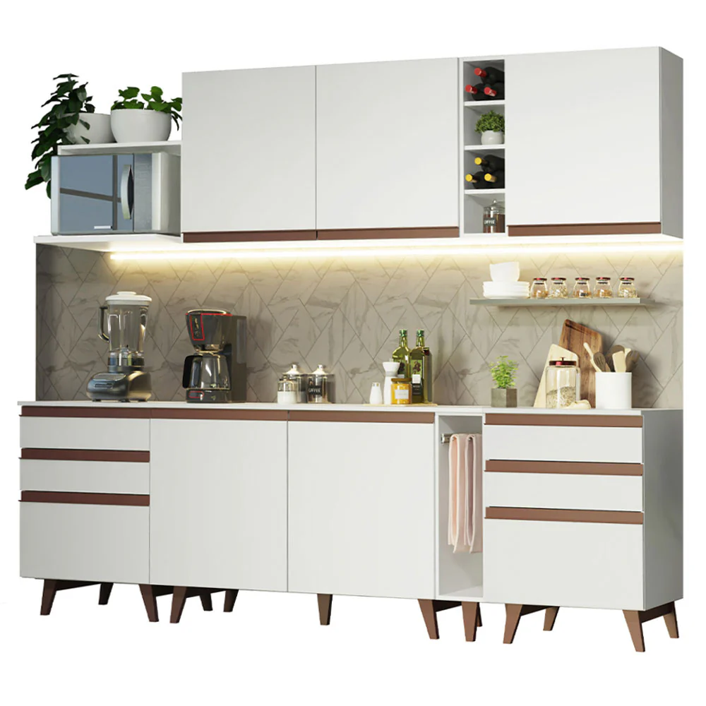 Armário de Cozinha Completa 260cm Branco Reims Madesa 06 - Image 2