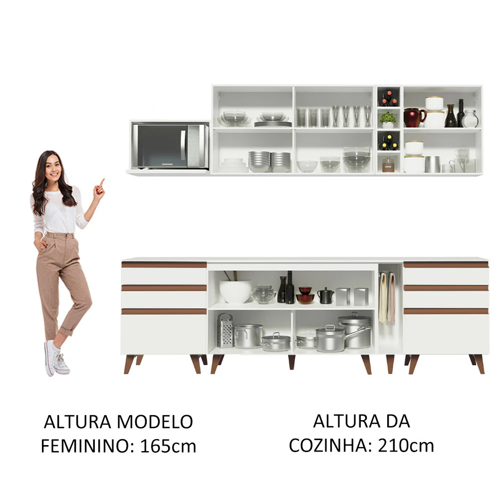 Armário de Cozinha Completa 260cm Branco Reims Madesa 06 - Image 5