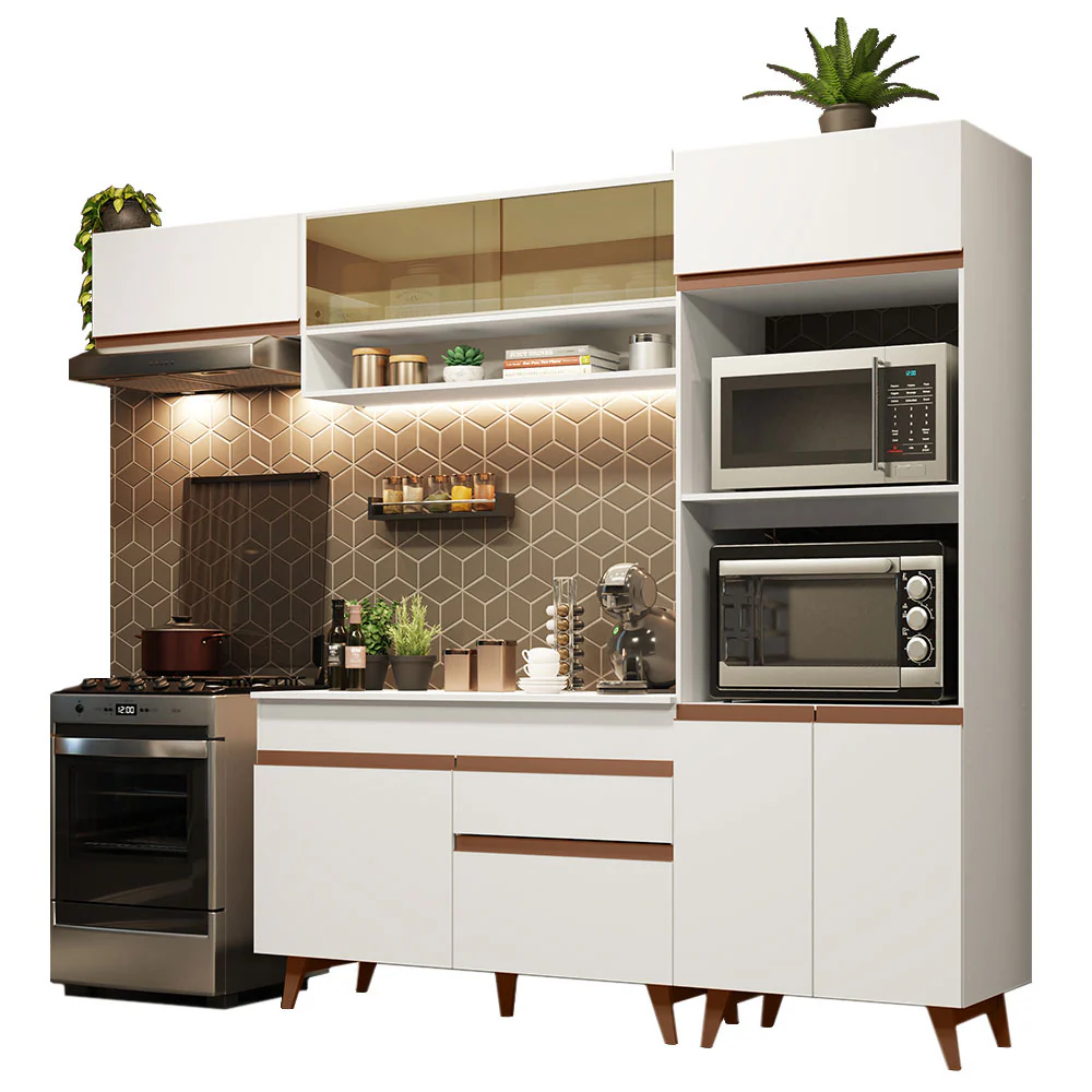Armário de Cozinha Completa 260cm Branco Reims Madesa 07 - Image 2