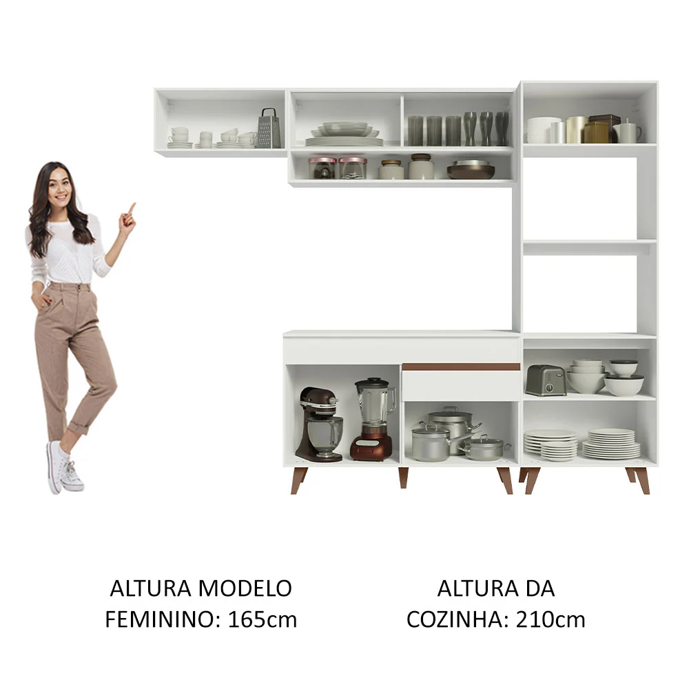 Armário de Cozinha Completa 260cm Branco Reims Madesa 07 - Image 5