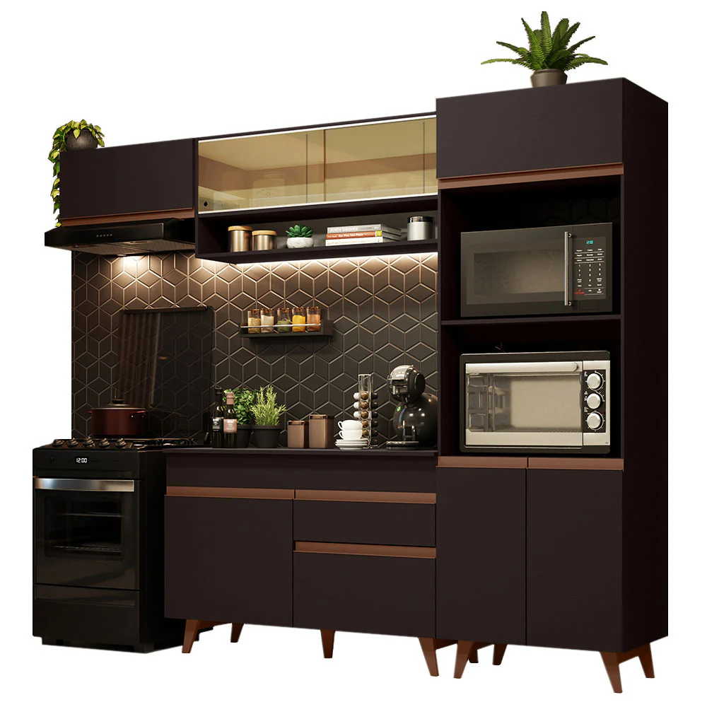 Armário de Cozinha Completa 260cm Preto Reims Madesa 07 - Image 2