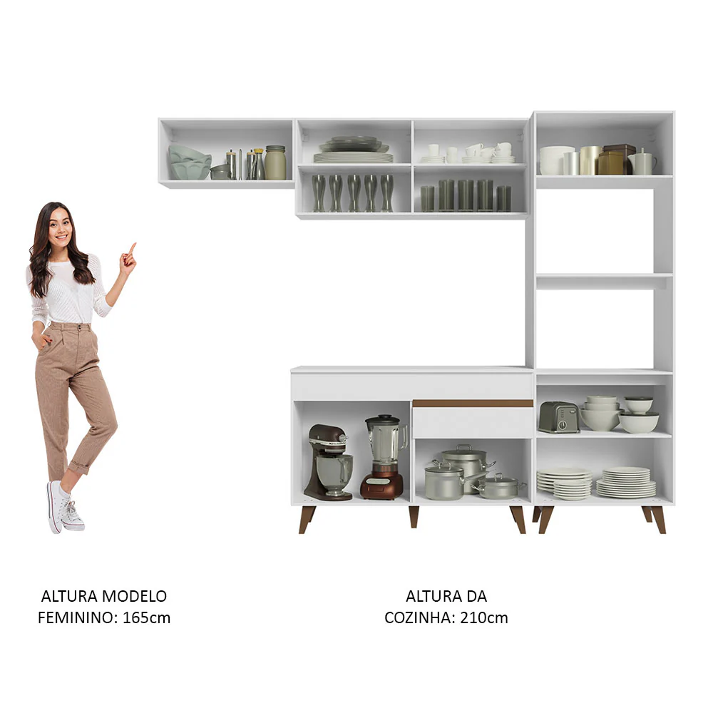 Armário de Cozinha Completa 260cm Branco Reims Madesa 08 - Image 5