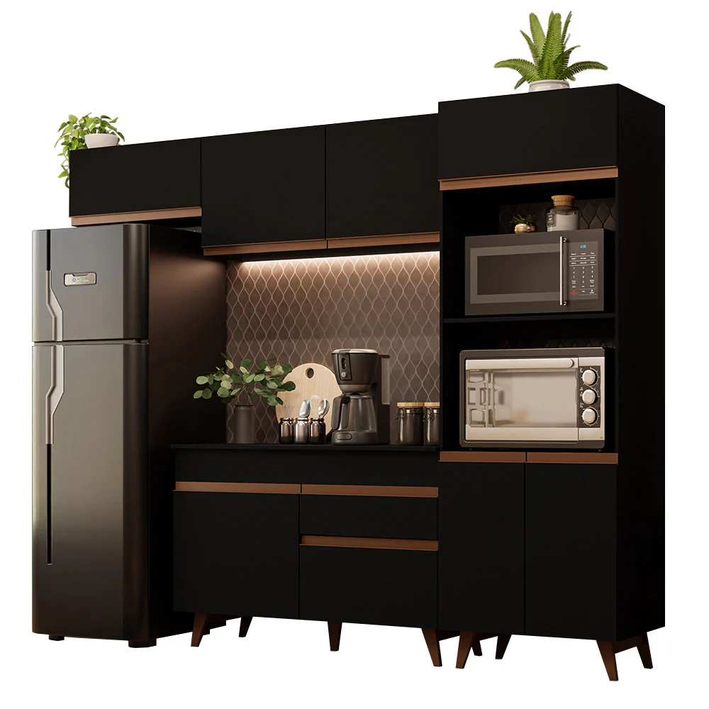 Armário de Cozinha Completa 260cm Preto Reims Madesa 08 - Image 2