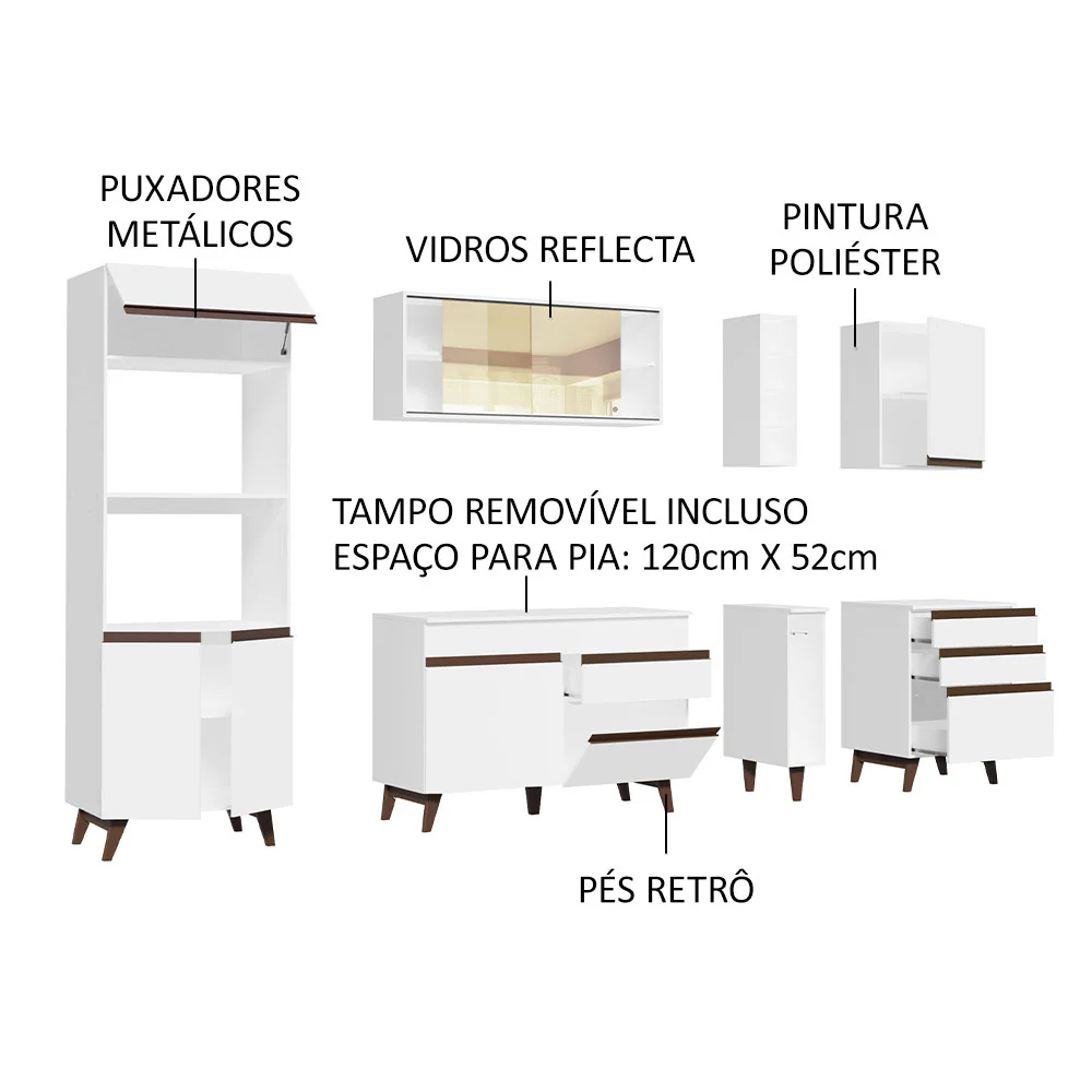 Armário de Cozinha Completa 270cm Branco Reims Madesa 01 - Image 4