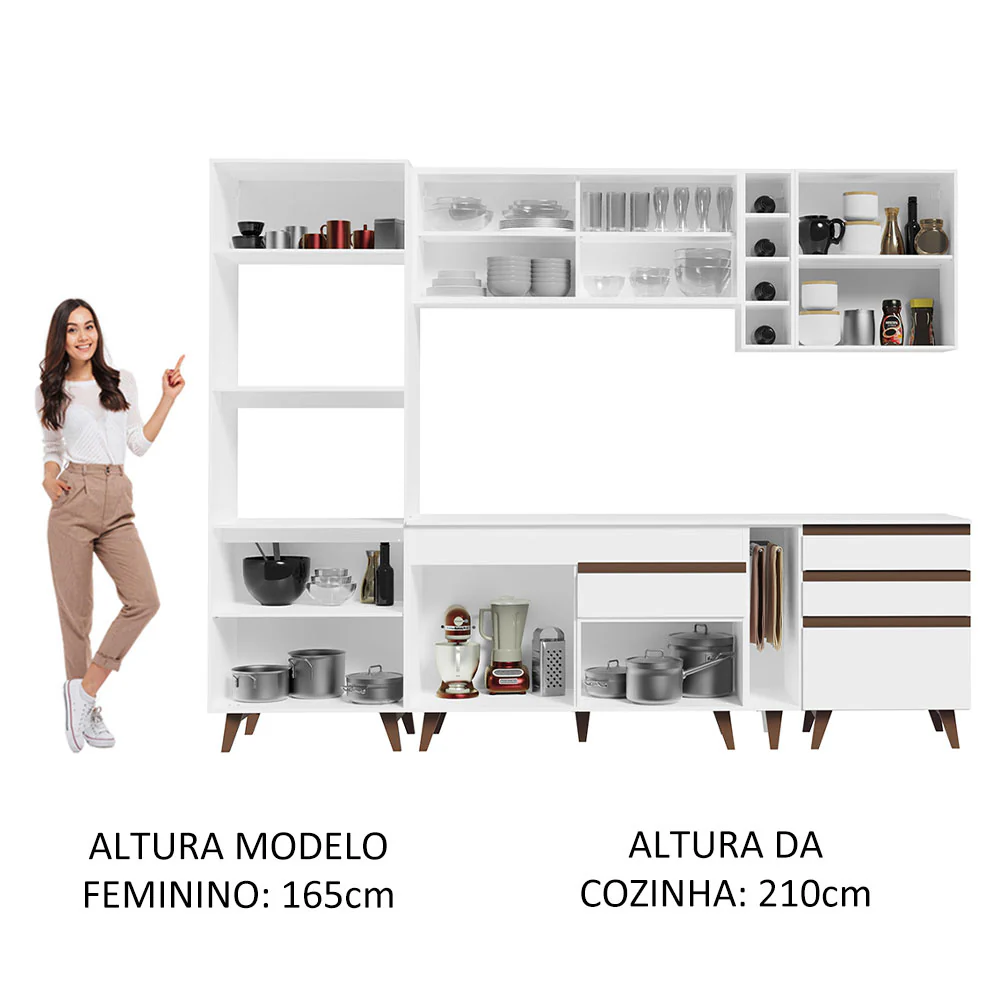 Armário de Cozinha Completa 270cm Branco Reims Madesa 01 - Image 5