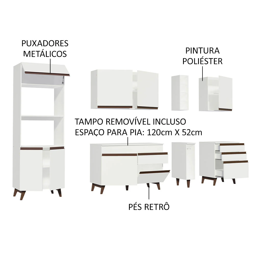 Armário de Cozinha Completa 270cm Branco Reims Madesa 02 - Image 4