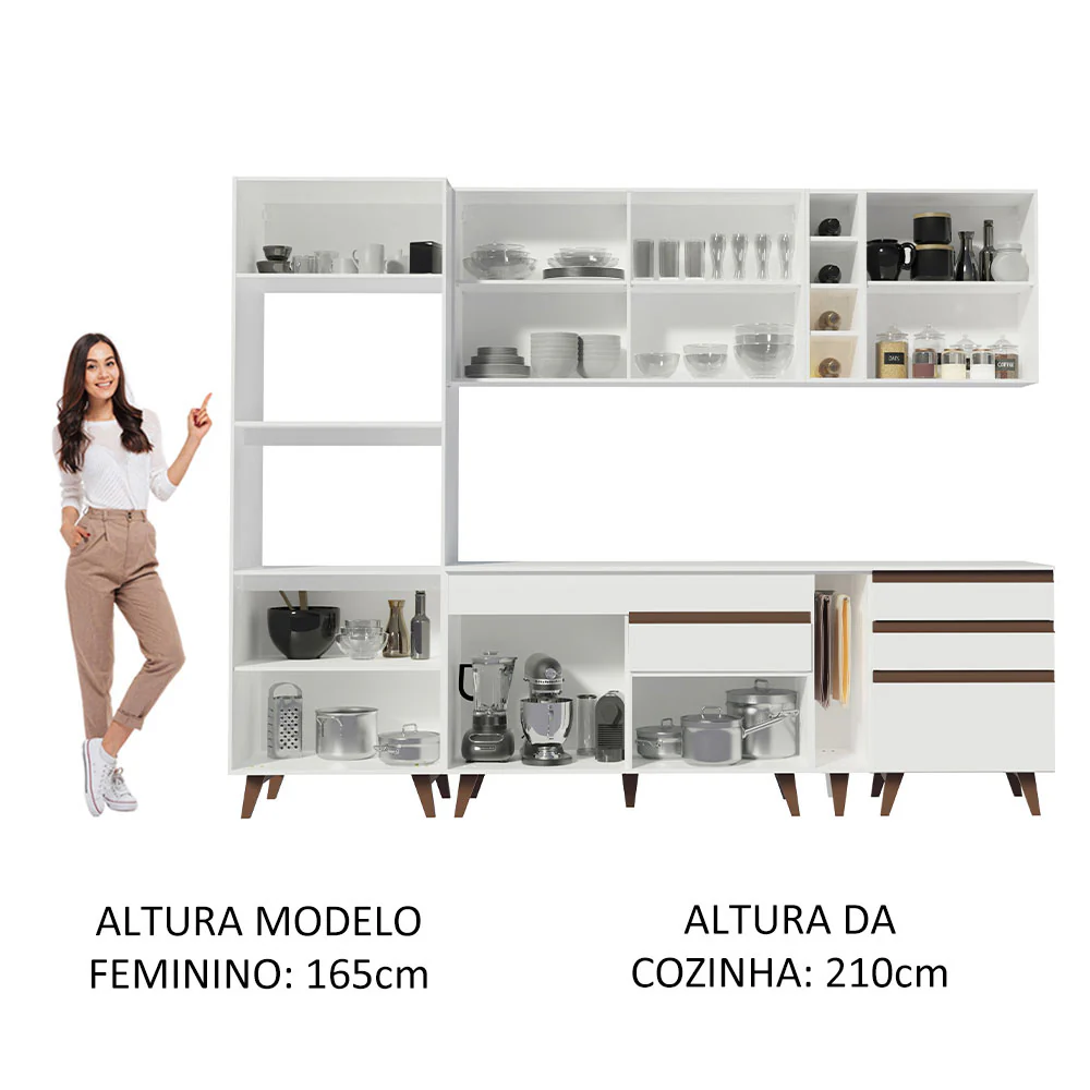 Armário de Cozinha Completa 270cm Branco Reims Madesa 02 - Image 5
