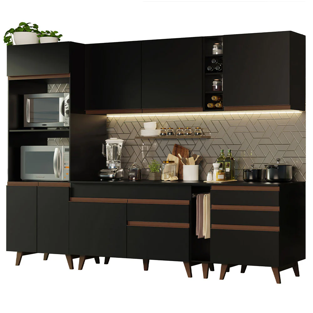 Armário de Cozinha Completa 270cm Preto Reims Madesa 02 - Image 2