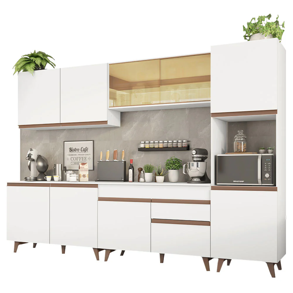 Armário de Cozinha Completa 300cm Branco Reims Madesa 01 - Image 2