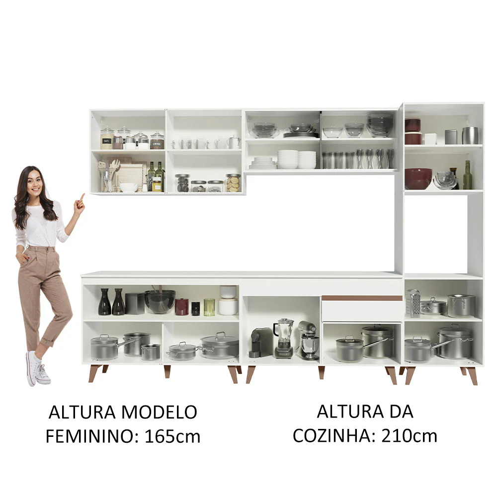Armário de Cozinha Completa 300cm Branco Reims Madesa 01 - Image 5