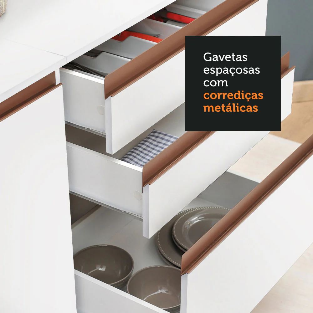 Armário de Cozinha Completa 300cm Branco Reims Madesa 01 - Image 8