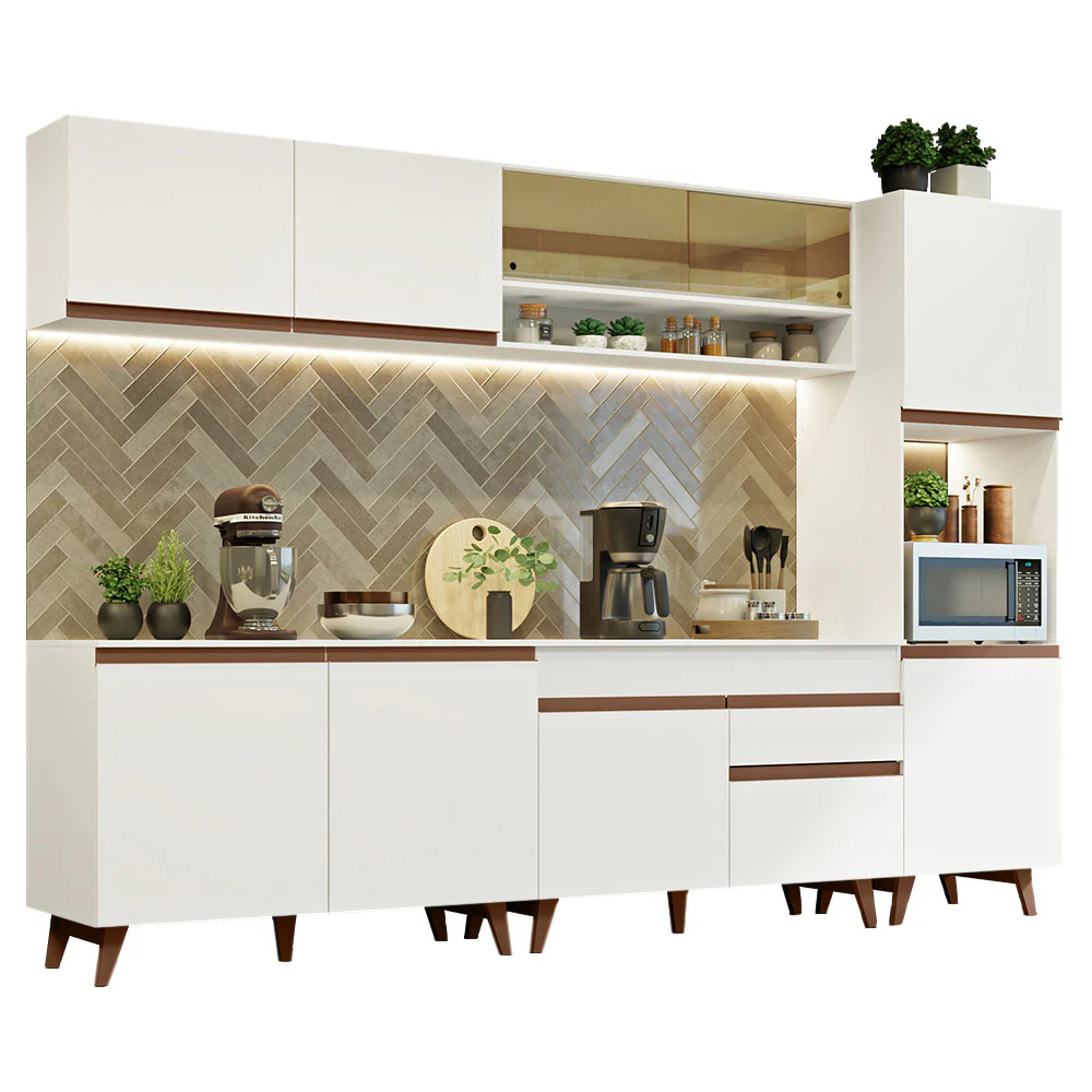 Armário de Cozinha Completa 300cm Branco Reims Madesa 02 - Image 2
