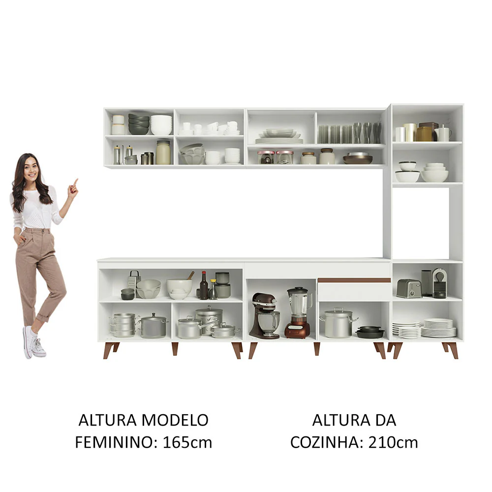 Armário de Cozinha Completa 300cm Branco Reims Madesa 02 - Image 5