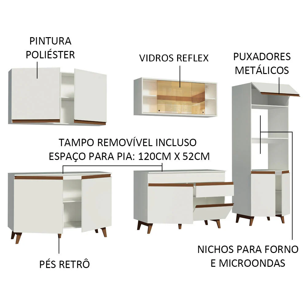 Armário de Cozinha Completa 310cm Branco Reims Madesa 01 - Image 4