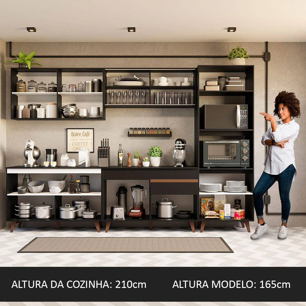 Armário de Cozinha Completa 310cm Preto Reims Madesa 01 - Image 5