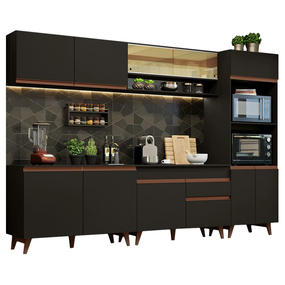 Armário de Cozinha Completa 310cm Preto Reims Madesa 02 - Image 2