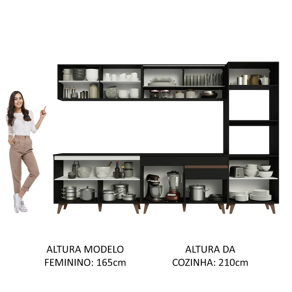 Armário de Cozinha Completa 310cm Preto Reims Madesa 02 - Image 5