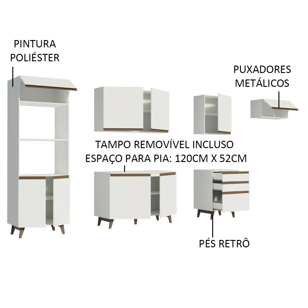 Armário de Cozinha Completa 320cm Branco Reims Madesa 01 - Image 4