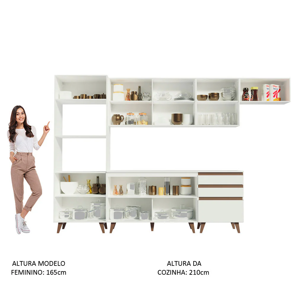 Armário de Cozinha Completa 320cm Branco Reims Madesa 01 - Image 5