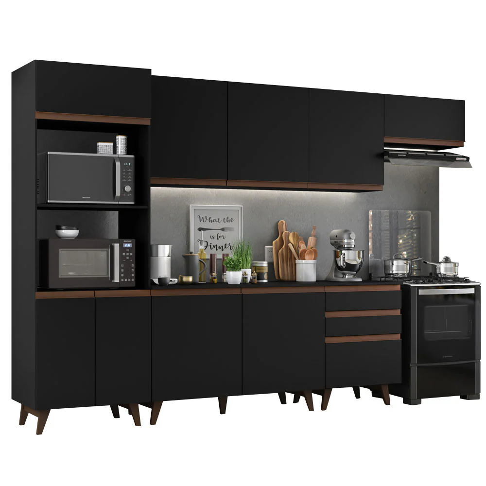Armário de Cozinha Completa 320cm Preto Reims Madesa 01 - Image 2