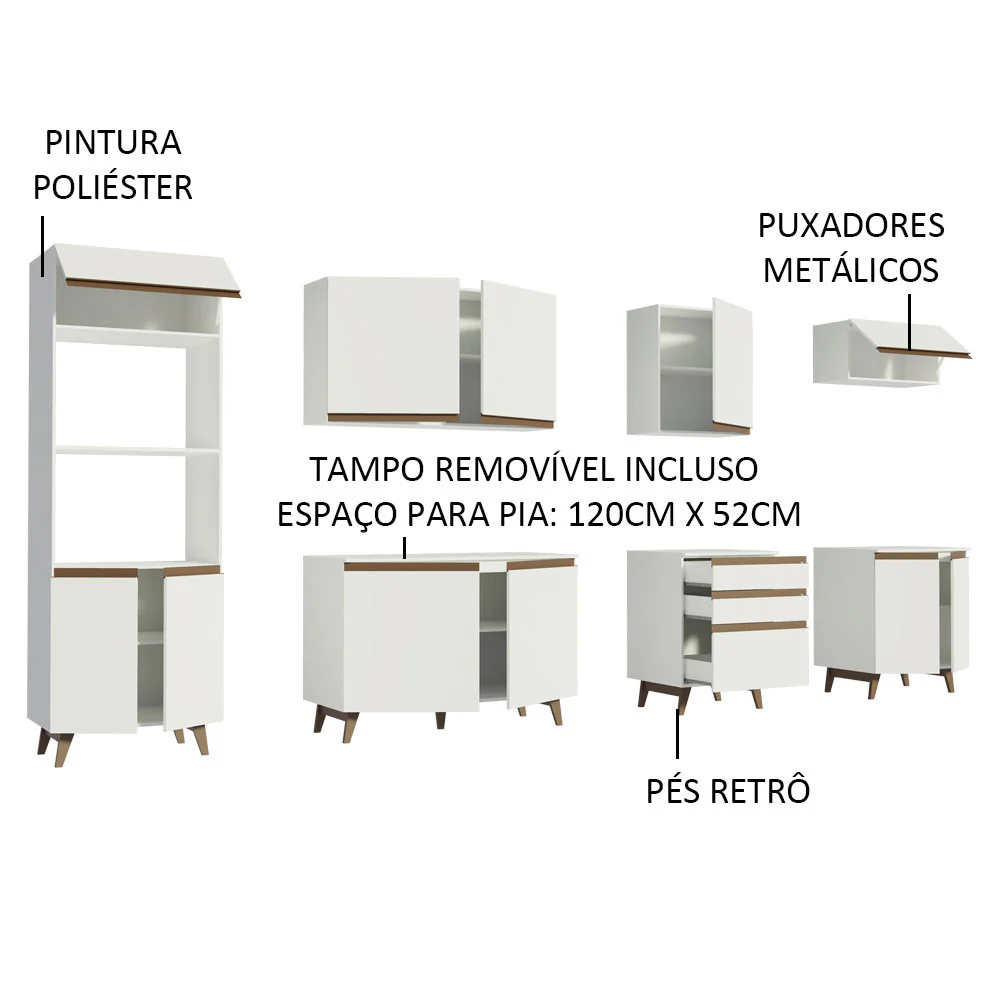 Armário de Cozinha Completa 320cm Branco Reims Madesa 02 - Image 4