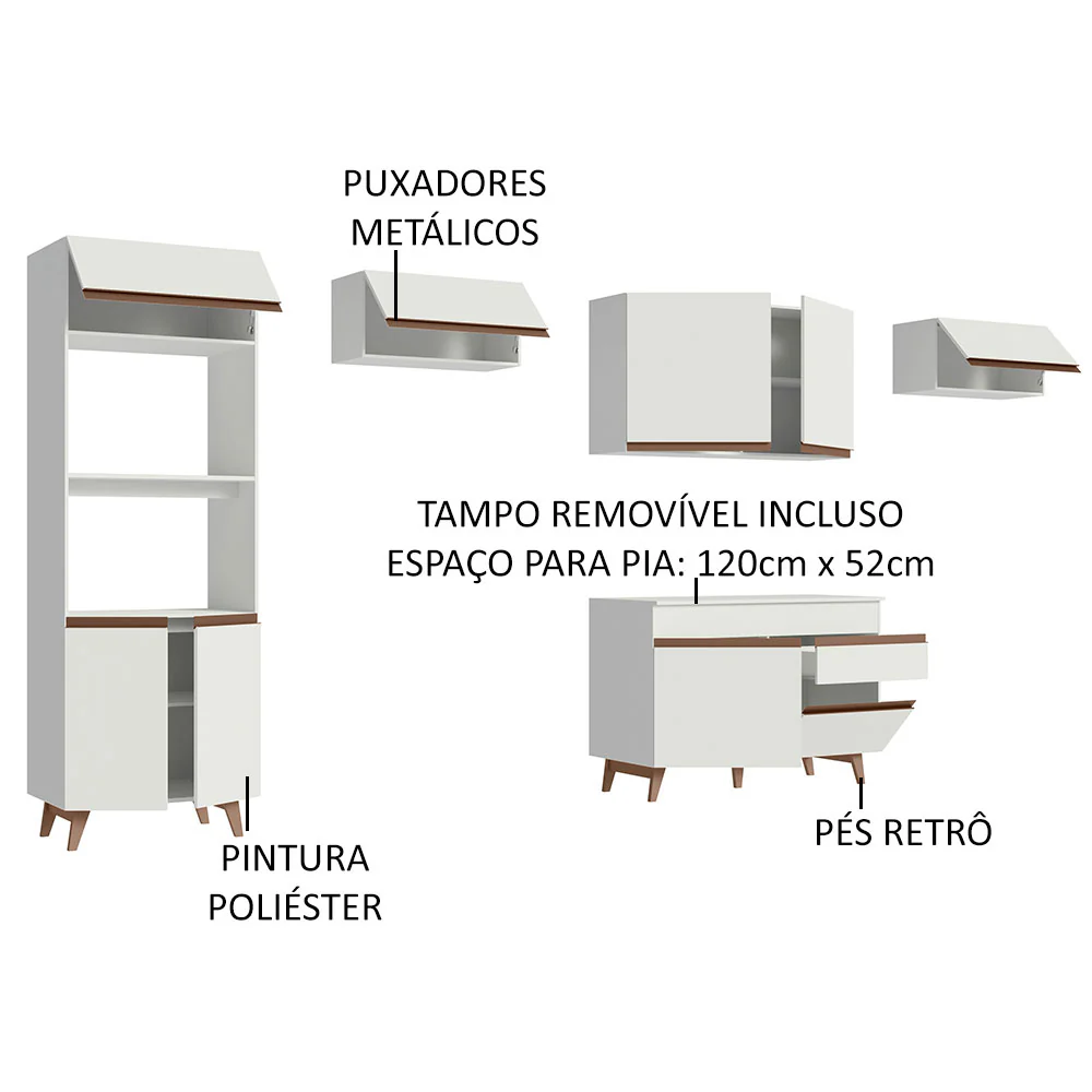 Armário de Cozinha Completa 330cm Branco Reims Madesa 01 - Image 4